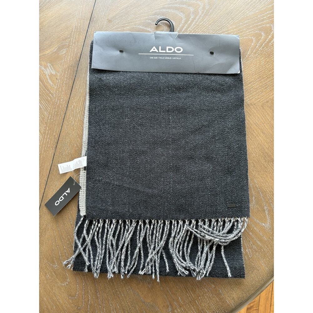 Aldo Womens Charcoal Grey Brushed Fringe Scarf One Size New RN155009